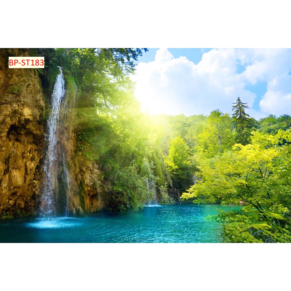 Tranh dán tường Sơn Thủy 3D Cao Cấp Tặng Keo Dụng Cụ Dán