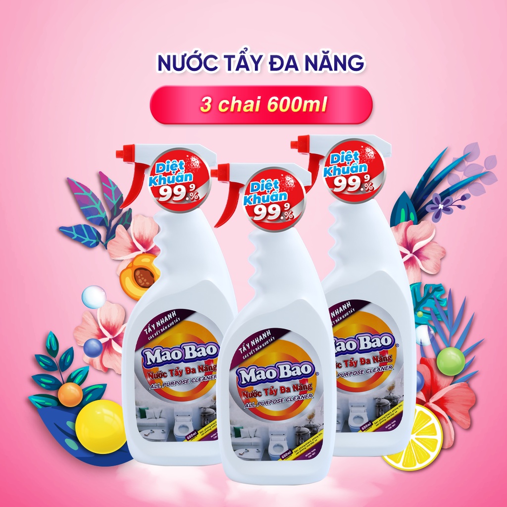 Nước Tẩy Đa Năng Mao Bao Bộ 3 Chai 600ml/chai - Chính hãng