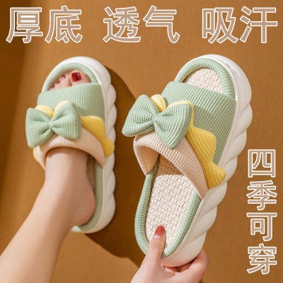 Dép Đi Trong Nhà Bằng Cotton Linen Đế Dày Phong Cách Mới Bốn Mùa Cho Bà Bầu