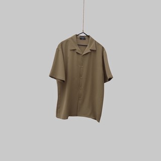 Áo cuban màu beige trơn