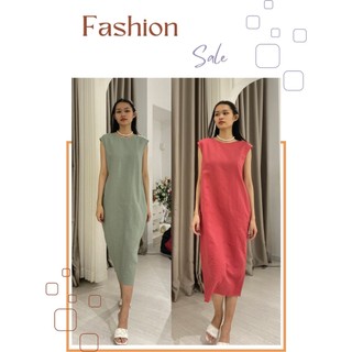 Đầm Midi nữ vải Linen kiểu suông dài tôn dáng dễ thương - hàng thiết kế [XÍN - Fashion Design]