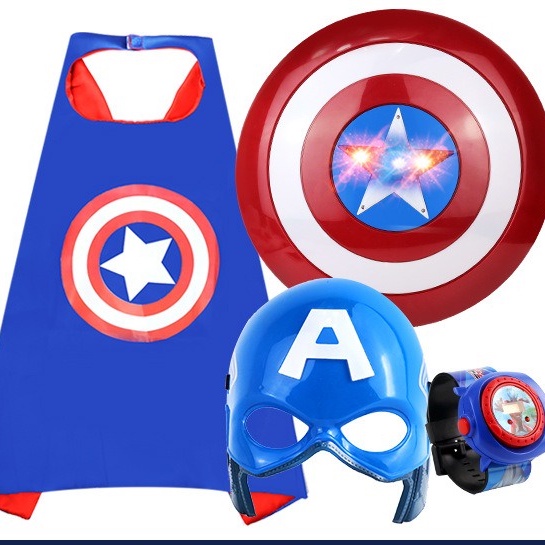 Đồ chơi Áo Choàng Khiên Găng bắn đĩa Đội trưởng Mỹ Captain America Trẻ Em Hóa trang Siêu nhân siêu anh hùng