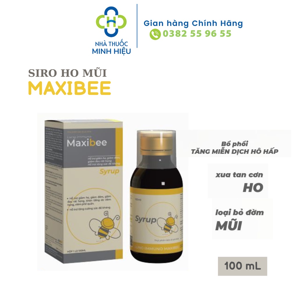 Siro ho mũi Maxibee hỗ trợ giảm ho, giảm đờm, giảm đau rát họng, hỗ trợ tăng sức đề kháng