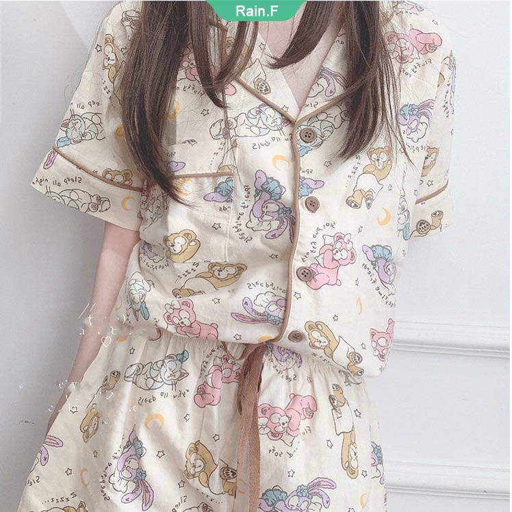 Bộ Đồ Ngủ Áo Tay Ngắn In Nhân Vật Hoạt Hình Nhật Bản Và Quần Ngắn Dễ Thương Ngọt Ngào Có Thể Đáng Yêu Dành Cho Bạn Nữ Mặc Ở Nhà [RF]