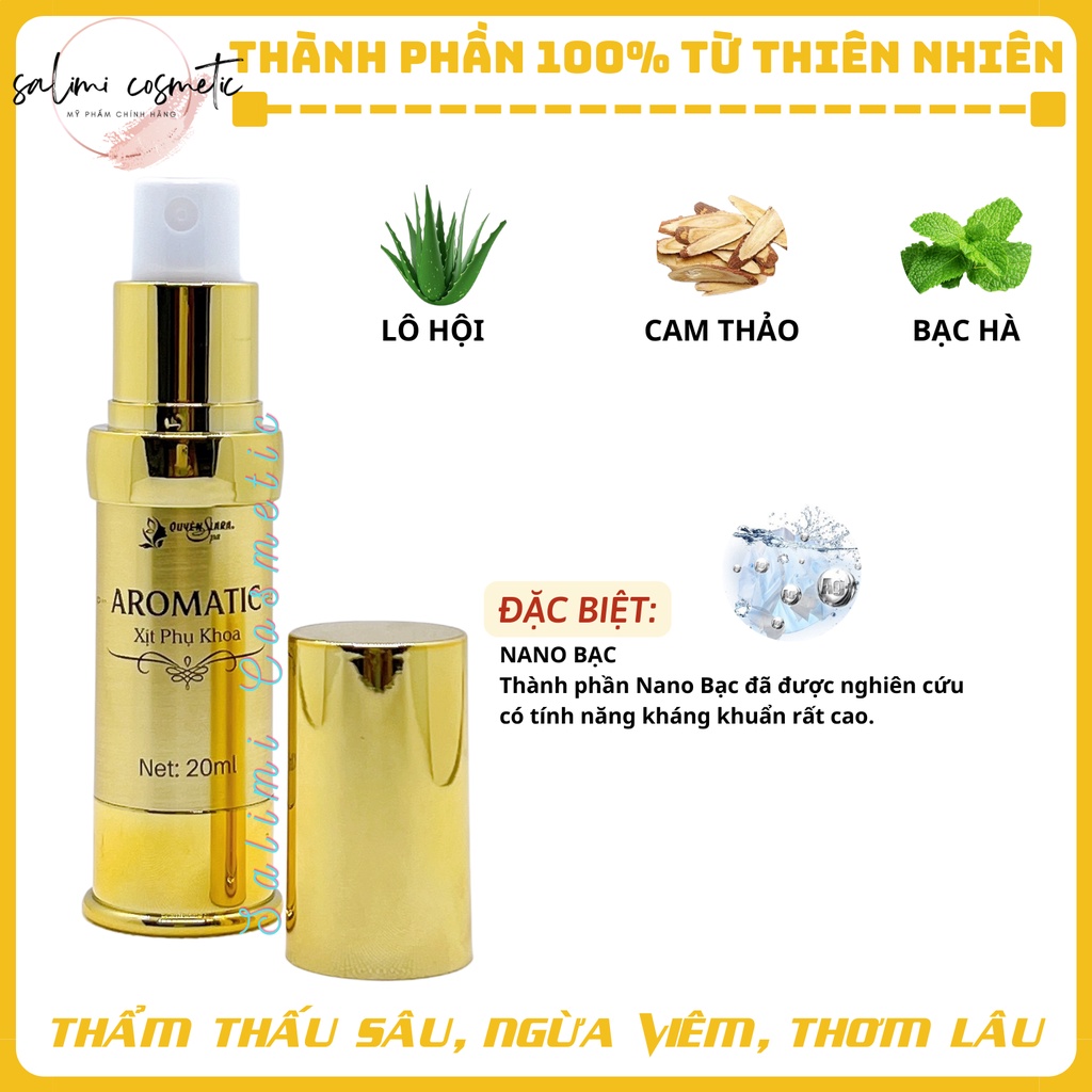 Xịt Phụ Khoa AROMATIC - Khử Mùi Hôi Vùng Kín, Ngừa Viêm Nhiễm, Làm Hồng Bikini, Giúp Vùng Kín Thơm, Hồng, Se Khít | 20ml