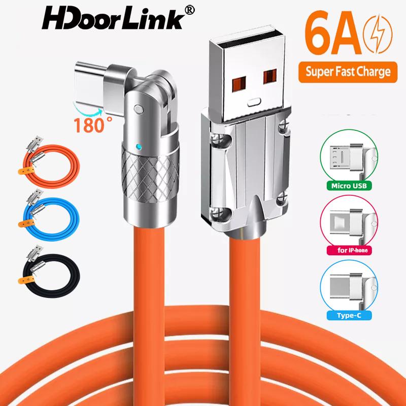 Dây cáp sạc nhanh HDOORLINK 120W 6A cổng USB type-C bằng silicon dài 1.2m thích hợp cho điện thoại Xiaomi i-Phone