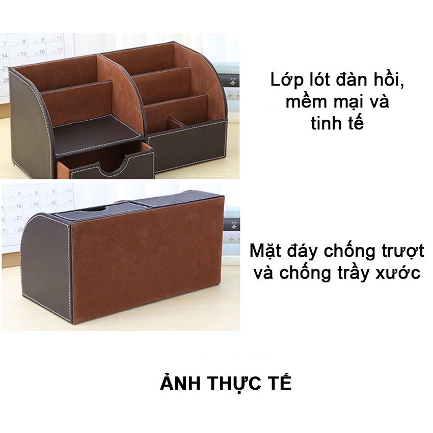 Hộp bút để bàn cao cấp NS10 NASI Store bọc da cực đẹp sang trọng kệ đựng văn phòng phẩm remote điện thoại