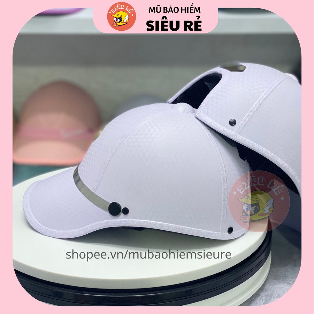 Nón bảo hiểm lưỡi trai DEMEN CARO cao cấp có khoét lỗ cột tóc , Mũ bảo hiểm kết dành cho nữ cute