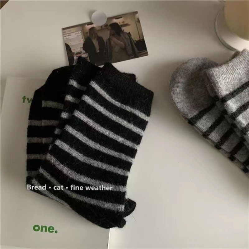 Vớ Len Lông Thỏ Dày Giữ Ấm Mùa Thu Đông Phong Cách Hàn Quốc Nhật Bản Cho Nữ