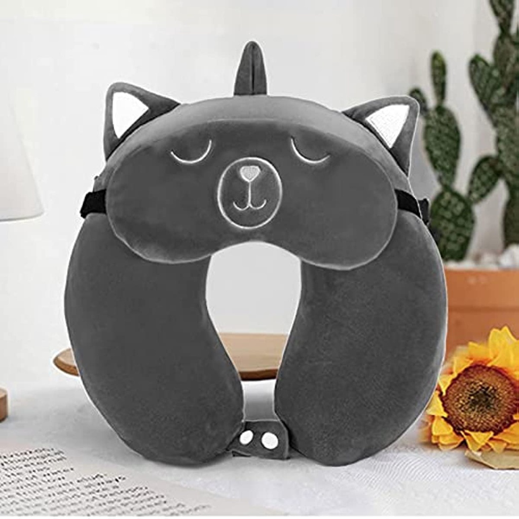 Gối Kê Cổ Hình Chữ U Kèm Mặt Nạ Mắt Mang Đi Du Lịch / Máy Bay / Xe Hơi Tiện Lợi