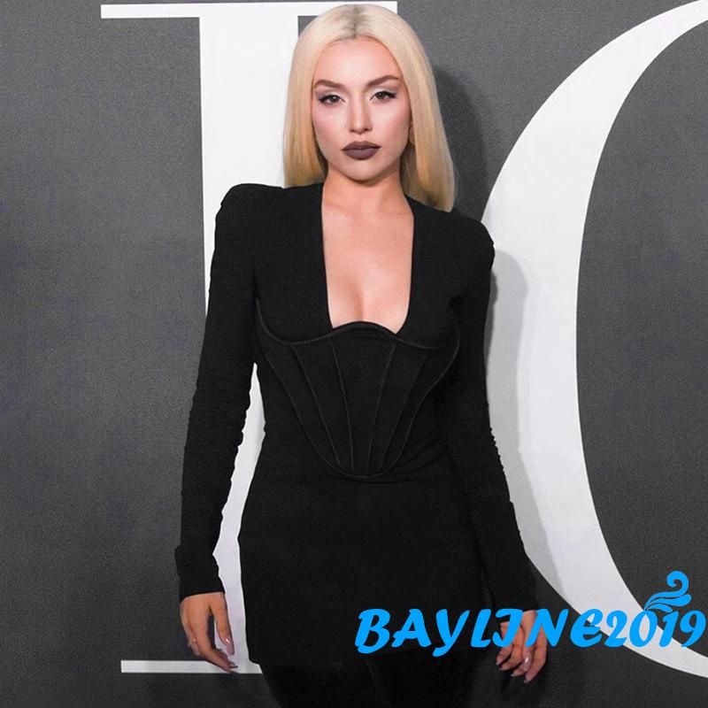 Đầm Tay Dài Cổ Chữ U Màu Sắc Thời Trang Dành Cho Nữ