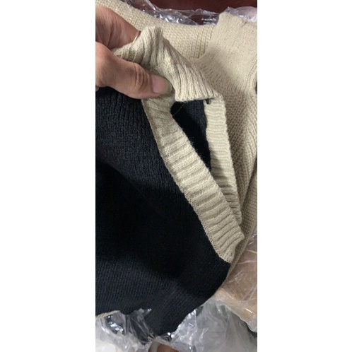 set áo len dây yếm pha viền kèm khoác lửng