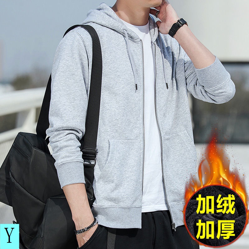 Áo Khoác Cardigan Plus Size Lớn 150kg Lót Lông Cừu Dày Dặn Phối Khóa Kéo Thời Trang Thu Đông Cho Nam M-8XL