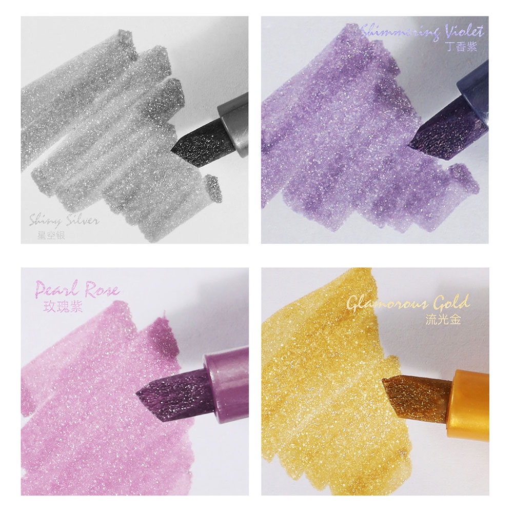 Bút Đánh Dấu Morandi Sắc Tố Đơn 8 Màu Ánh Kim