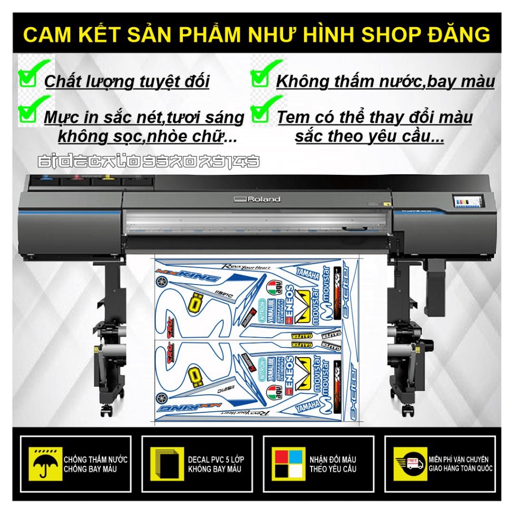 {TPHCM-FREE SHIP] TEM RỜI EXCITER 150 MOVISTAR DÁN XE XANH GP