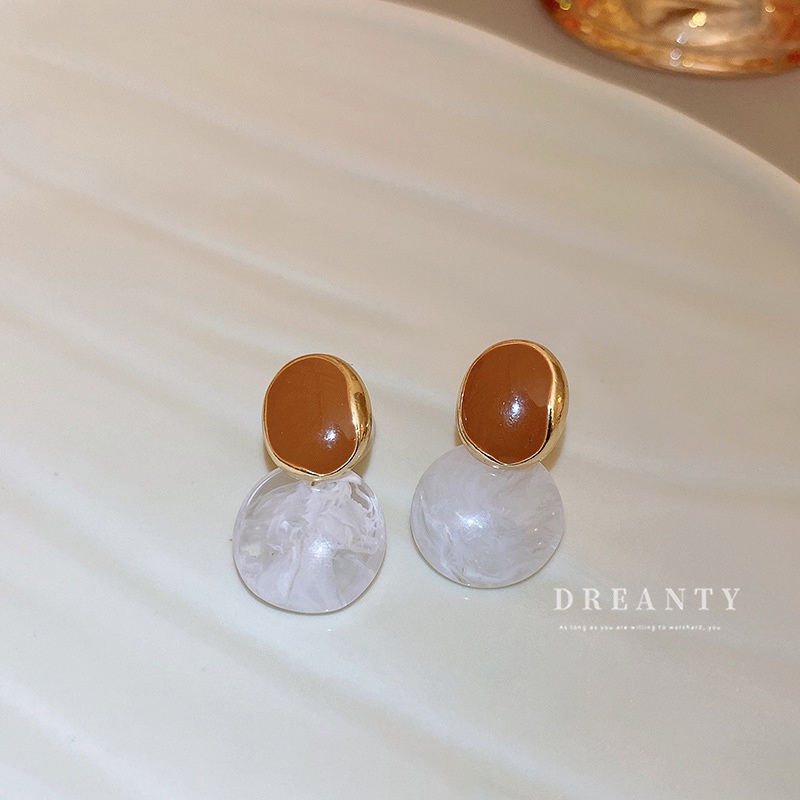 Bông Tai Hình Học Kiểu Bất Đối Xứng Màu Sắc Tương Phản Phong Cách Hàn Quốc Thời Trang Cho Nữ