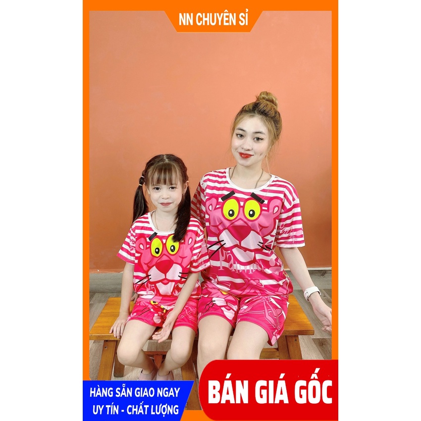 Đồ bộ hoạt hình unisex từ 5kg đến 60kg vải thun mềm mịn mát họa tiết bò sữa gấu brown báo hồng DBRBD SIZE 4 ĐẾN L