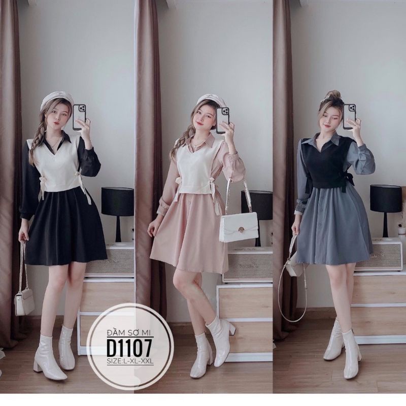 Đầm sơ mi kèm Gile big size (55kg đến 100kg)