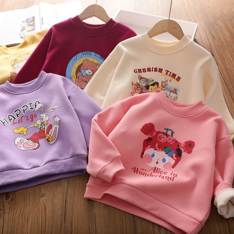 Áo Nỉ Mềm Mại Thời Trang Thu Đông Cho Bé Gái 2-8 Tuổi