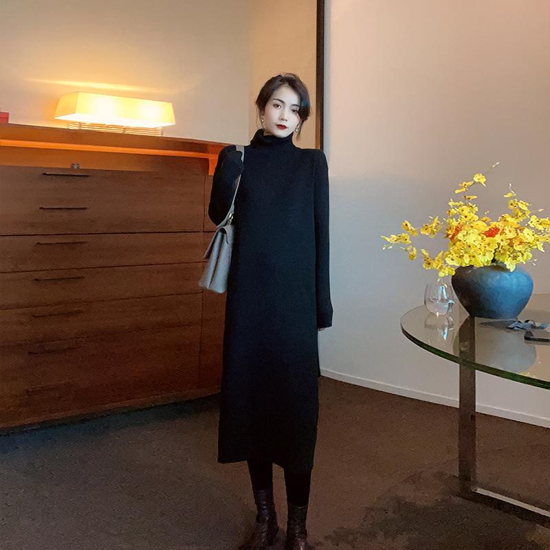 Áo khoác len nữ dài rộng rãi và dày dặn, phần vừa và dài phù hợp với bộ đồ dệt kim, áo khoác mới vào mùa thu đông