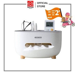 Hộp đựng khăn giấy để bàn thông minh ecoco e2009 - hộp giấy ăn đa năng kèm khay để đồ rộng
