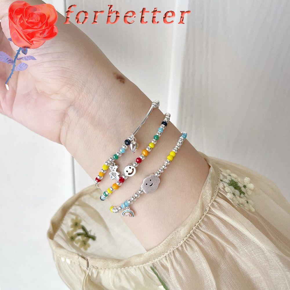 Vòng Tay Chuỗi Hạt Màu Cầu Vồng Họa Tiết Hoạt Hình Đám Mây / Trái Tim Dễ Thương