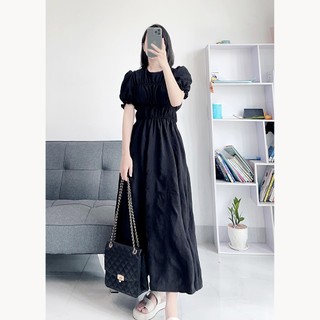 Đầm dài dáng xoè tay phồng nhún ngực LRD021