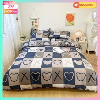 Bộ 1 Ga Chun 2 Vỏ Gối Nằm combo 3 món Poly 1M2/M6/M8