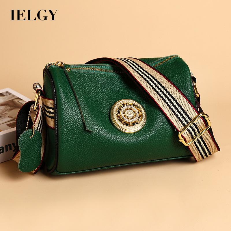 IELGY Túi Đeo Chéo Da Bò Nhiều Ngăn Thời Trang Đơn Giản Dành Cho Nữ