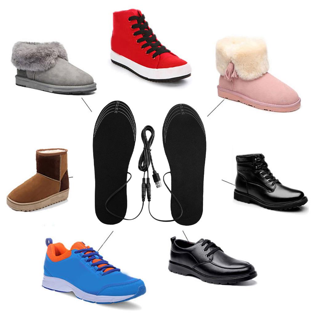1 Cặp Đệm Lót Giày Sưởi Ấm Điện Tử Cổng USB Tiết Kiệm Năng Lượng Cho Unisex