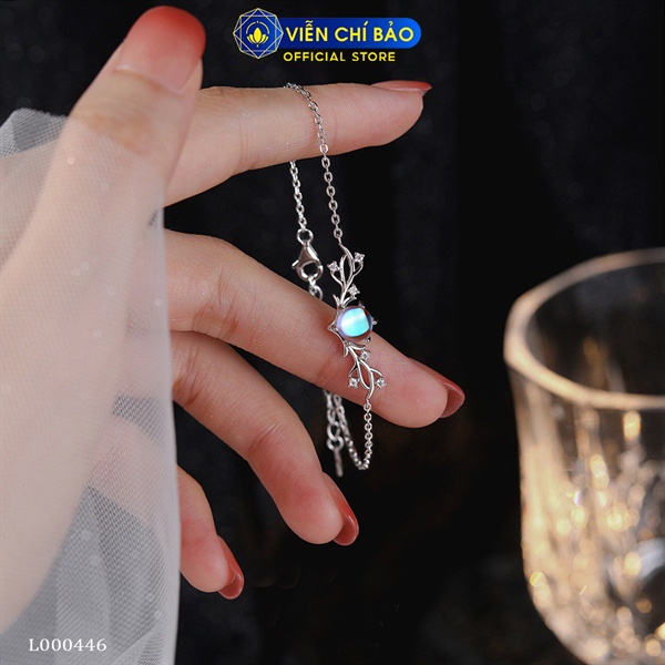 Lắc tay họa tiết đá mặt trăng chất liệu bạc Thái 925 thời trang phụ kiện trang sức nữ Viễn Chí Bảo L000446