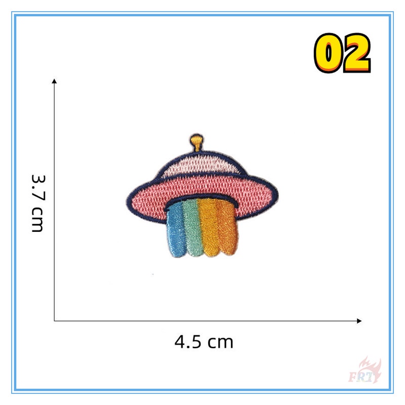 ✿ Miếng Dán Tự Dính Họa Tiết Phi Hành Gia Hoạt Hình UFO / Vệ Tinh / Tên Lửa / Ngôi Sao ✿ 1 Miếng Dán Ủi Lên Quần Áo & Túi Xách Thêu Hình Chim Ruồi