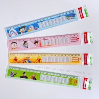 Set 2 cây thước hoạt hình dễ thương có in bảng cửu chương tiện dụng