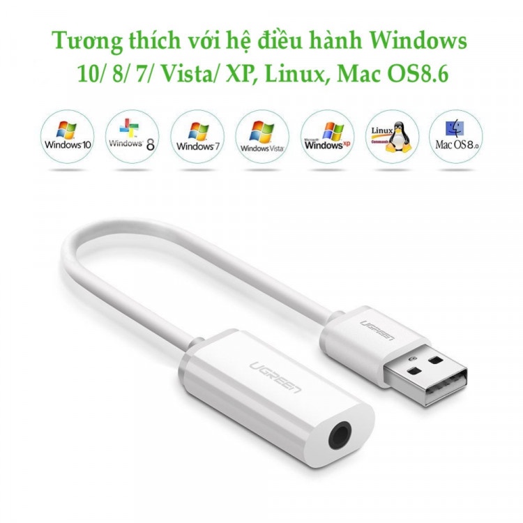 Cáp Chuyển USB ra audio 3.5mm  Ugreen 30712 - Hàng Chính Hãng