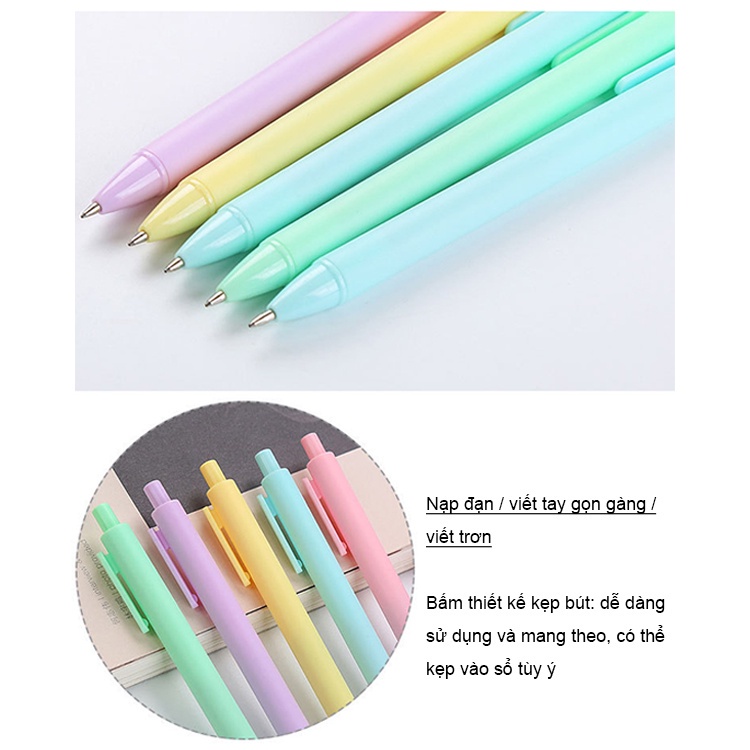 Bút bi nước mực gel HAKI, bút bi cute mực đen ngòi 0.5mm màu macaron dễ thương B06