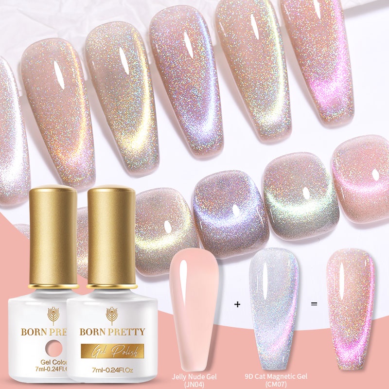 Gel sơn móng tay BORN PRETTY có mắt mèo từ tính thời trang sành điệu 7ml
