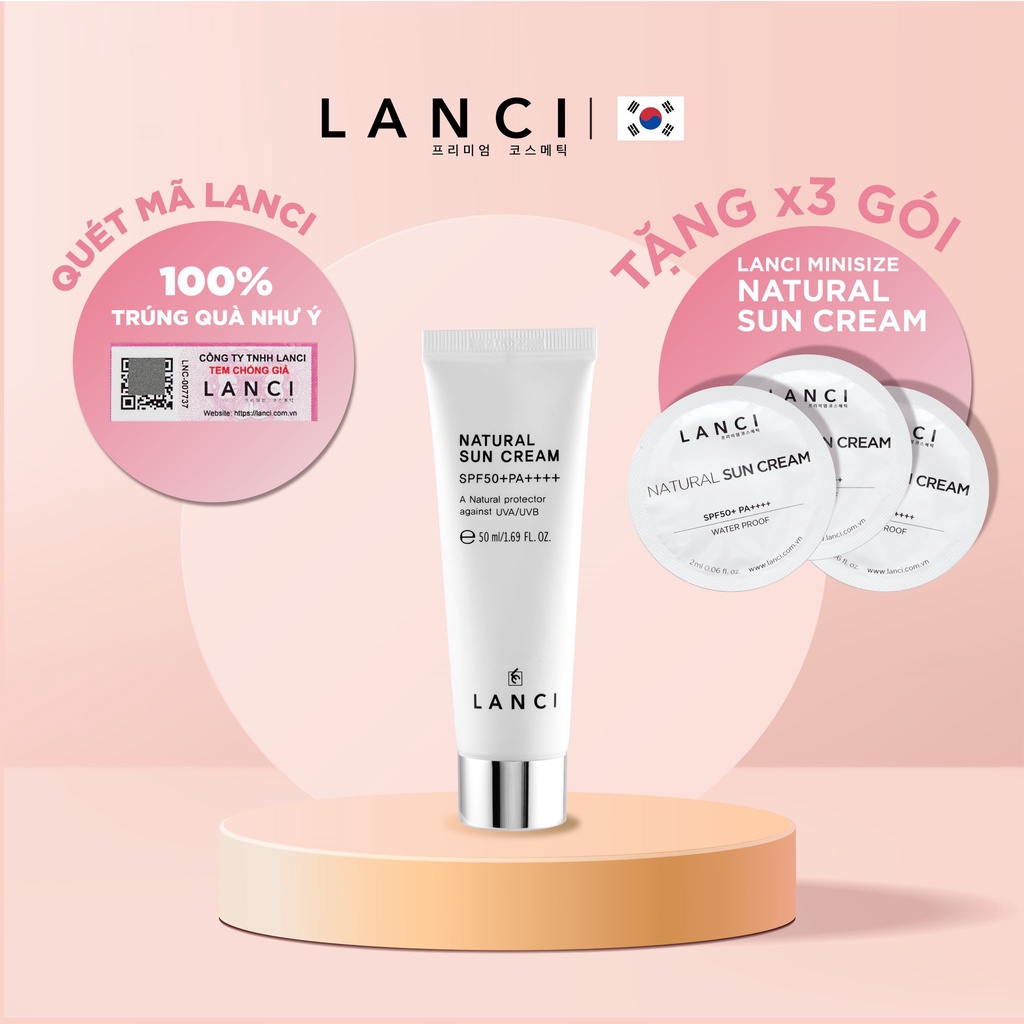 Kem Chống Nắng Hàn Quốc LANCI Bảo Vệ Làn Da Trắng Mướt Natural SunCream 50ml