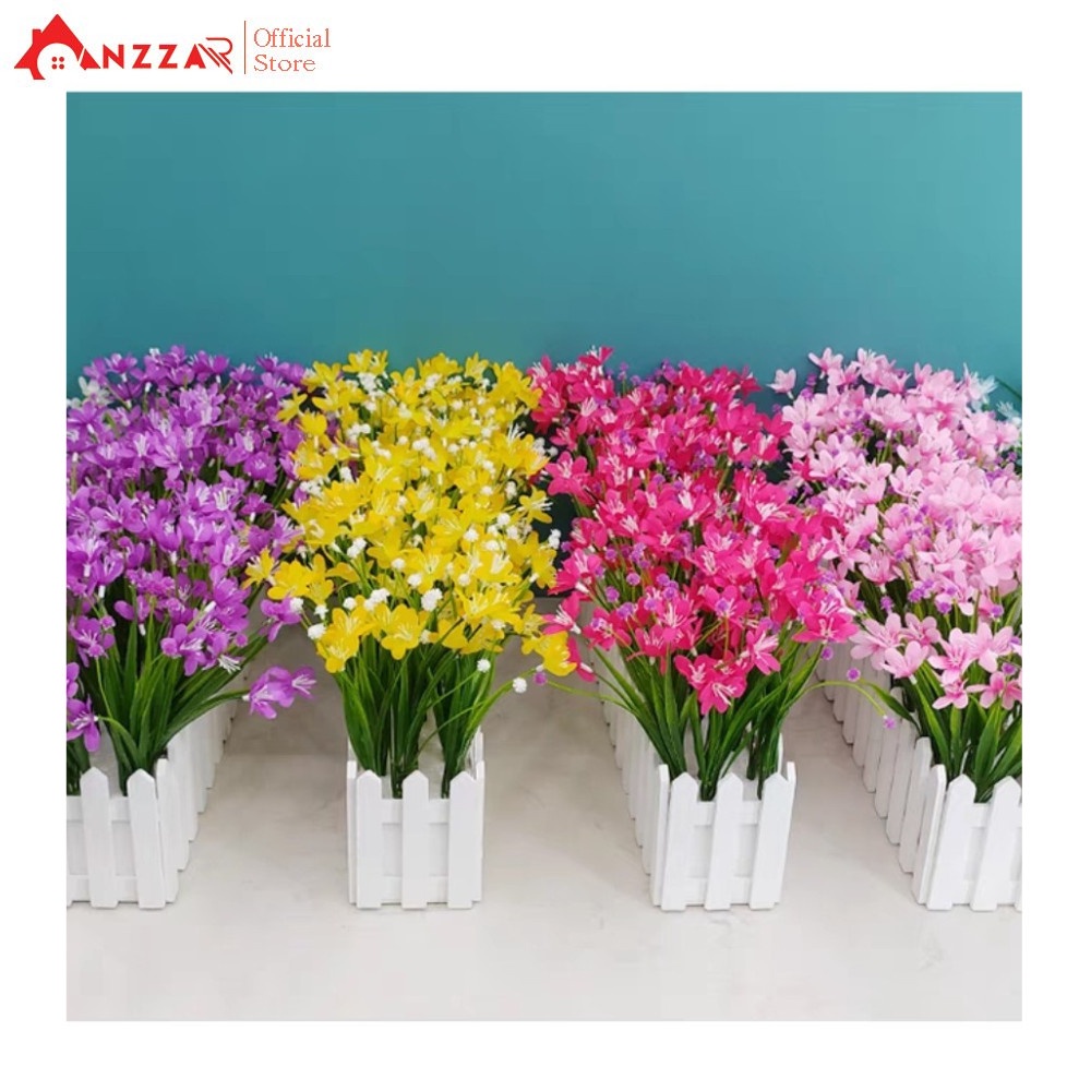 Hàng rào hoa thủy tiên giả Anzzar dài 50cm nhiều mẫu trang trí nhà cửa, ban công, hành lang siêu đẹp HR-02