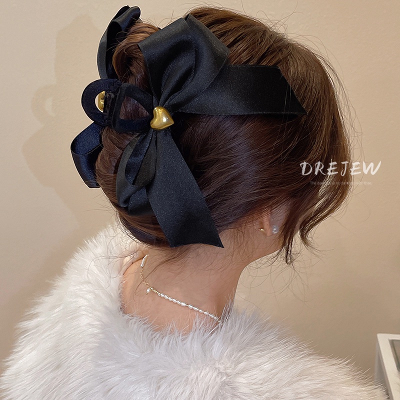 DREJEW Kẹp tóc hình nơ/ trái tim đơn giản thời trang cho nữ