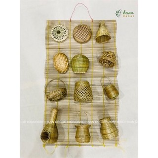 Phên tre/Mành tre trang trí - set 12 món mini trang trí dễ thương; Combo vật dụng đồng quê trang trí bằng tre; decor