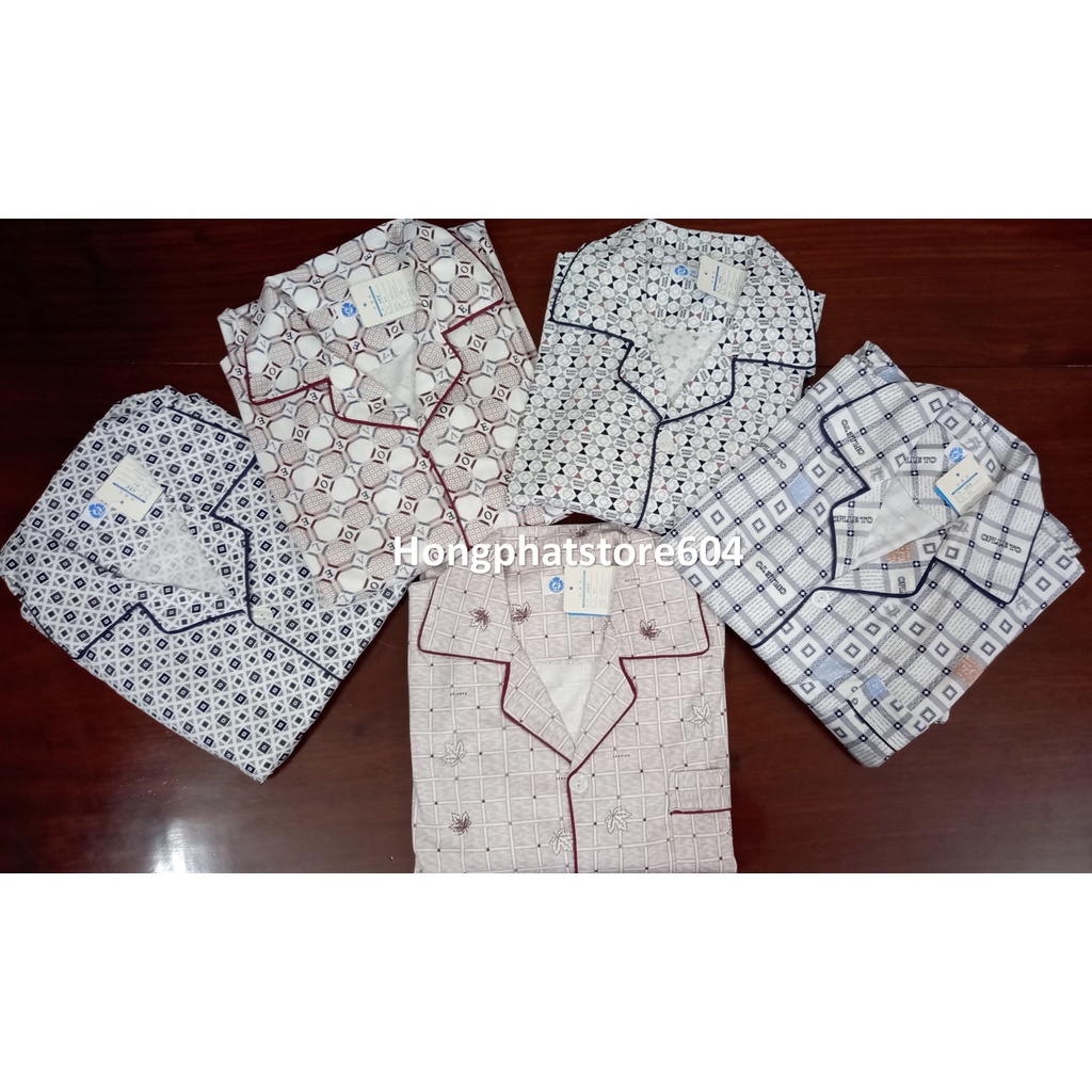 (65-85kg)Pijama nam, bộ ngủ nam trung niên dài tay quần dài chất cotton dày thấm hút mồ hôi mềm mịn giữ ấm