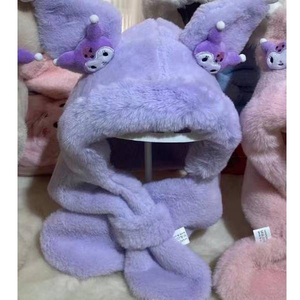 Ns3 Sanrio Kuromi set Ba Món Găng Tay Mũ Khăn Choàng Lông Dày Mềm Giữ Ấm Mùa Đông Làm Quà Tặng Cho Bạn Gái