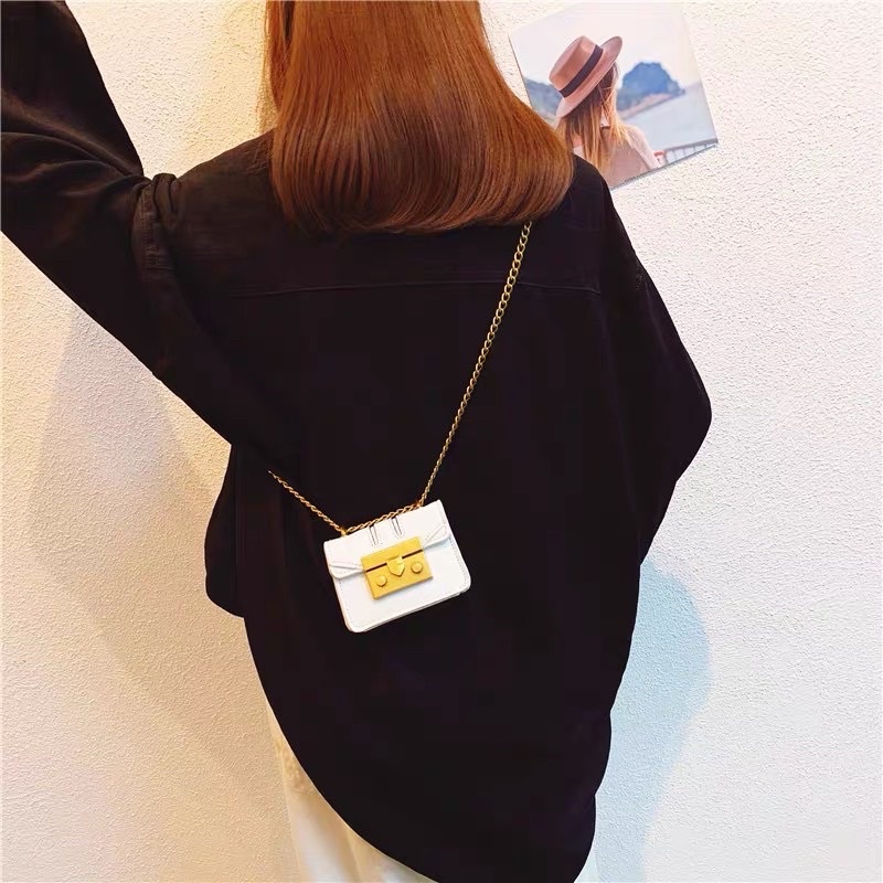 Túi xách nữ đeo chéo mini khoá vuông 2 núm