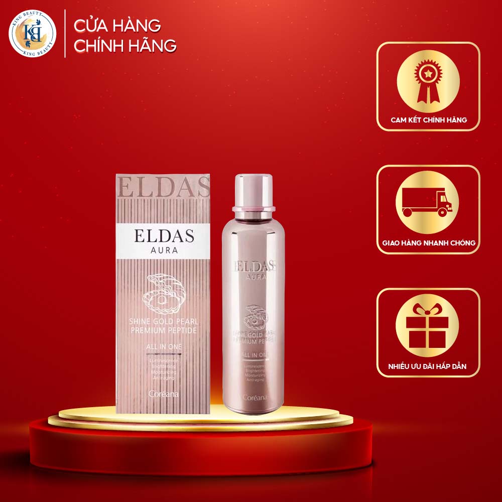 Serum Tế Bào Gốc dưỡng trắng da Eldas Aura Shine Gold Pearl Premium Peptide All In One Coréana 100ml