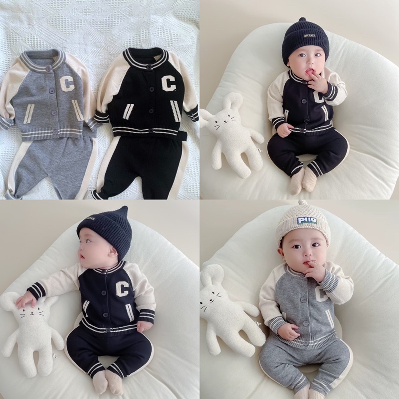 Bộ len chữ C siêu ấm siêu sang cho bé trai bé gái_Hàng QCCC