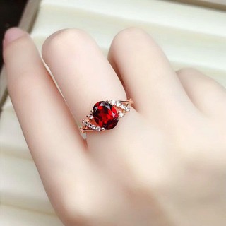Nhẫn bạc 925 đính đá quý màu đỏ thời trang cá tính cho nữ