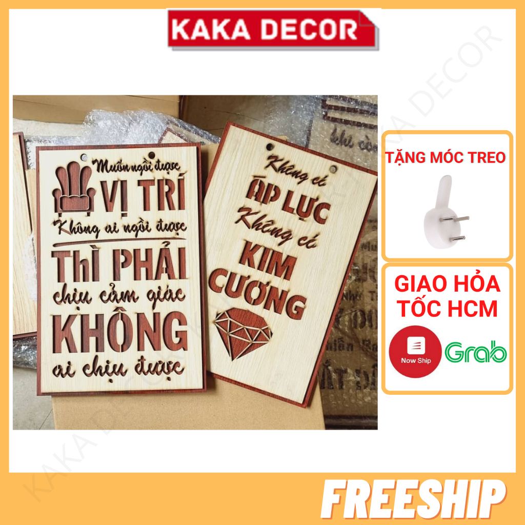 Tranh treo tường phòng khách phòng ngủ châm ngôn sống, tranh gỗ decor vintage slogan tạo động lực