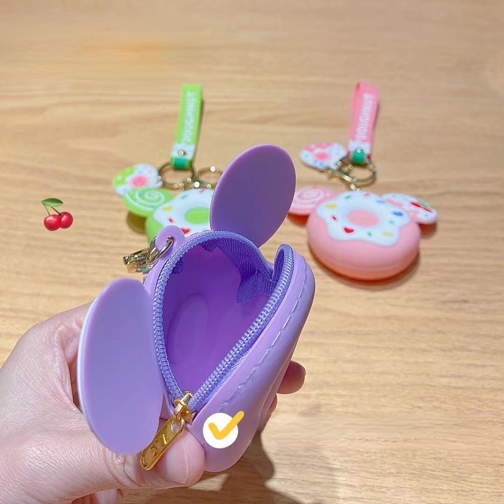 Hoạt Hình Túi Đựng Tiền Xu / Tai Nghe Hình Bánh donut Bằng silicone