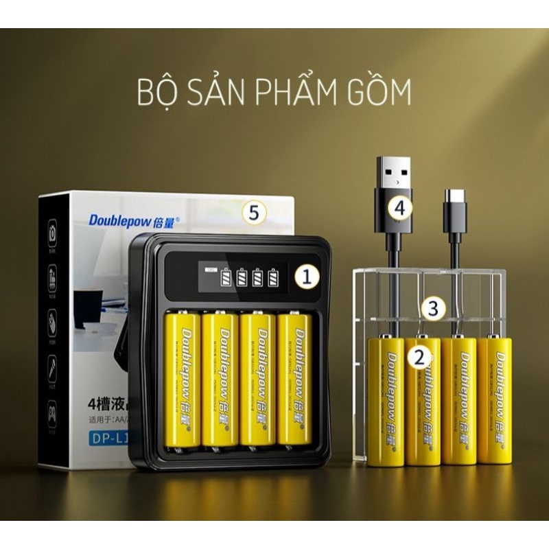 Pin sạc aa 1.5v 3400mWh cùng bộ sạc