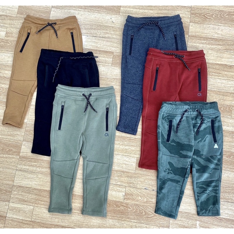 Quần nỉ cotton dầy dặn xuất dư xịn túi thật cho bé trai 3 tháng đến 5 tuổi.